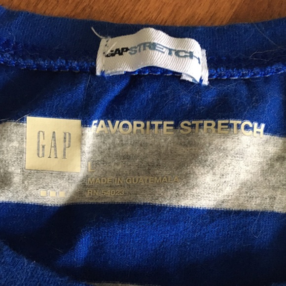 Blue/grey striped stretch T-shirt - Picture 4 of 4